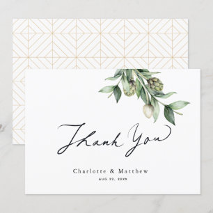 Greenery & Artichokes Waterverf Wedding Bedankkaart