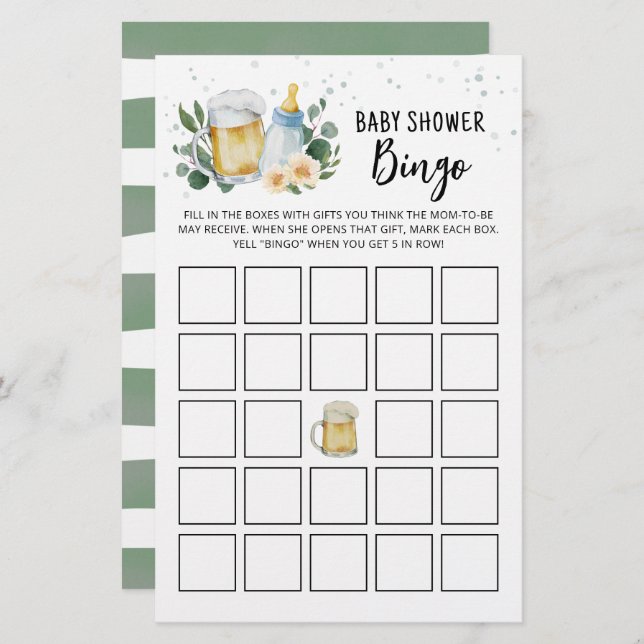 Greenery Baby breekt Baby shower Bingo Game (Voorkant / Achterkant)