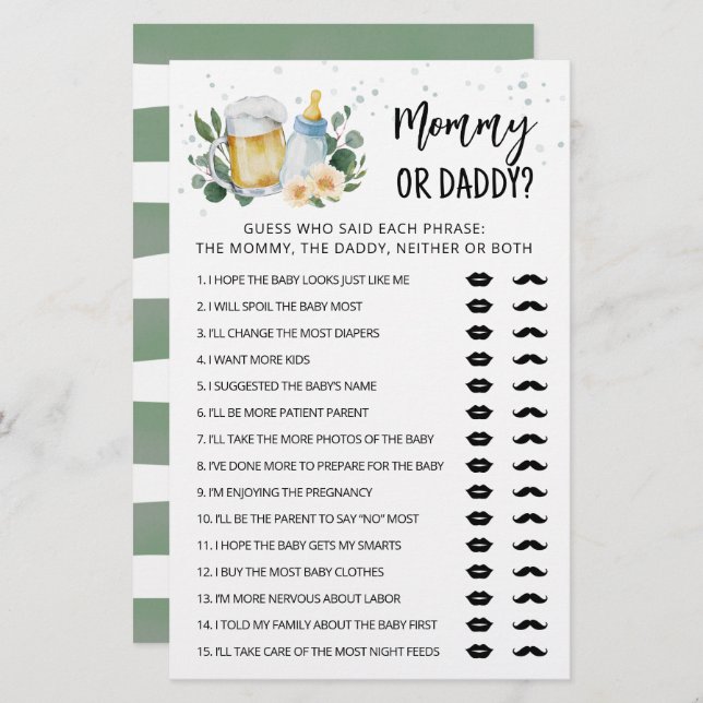 Greenery Baby breekt mama of papa spel (Voorkant / Achterkant)