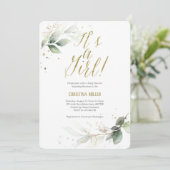 Greenery Baby Girl Shower, Modern, Waterverf Kaart (Staand voorkant)