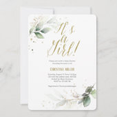 Greenery Baby Girl Shower, Modern, Waterverf Kaart (Voorkant)