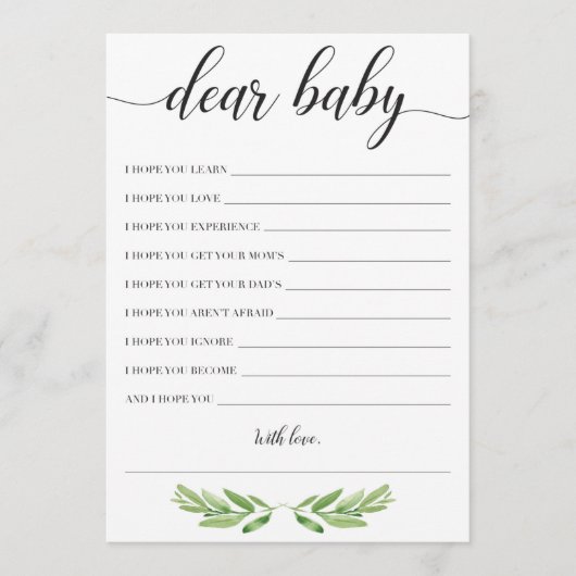 Greenery Baby shower Baby Wishes Card (Voorkant)