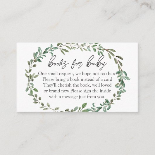Greenery Baby shower Books for Baby, Book in Lieu Informatiekaartje (Voorkant)