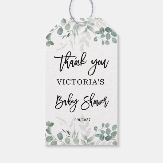 Greenery Baby shower Cadeaulabel (Voorkant)