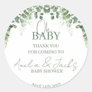 Greenery Baby shower Dank u Sticker