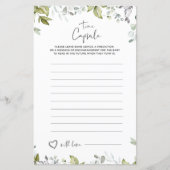 Greenery Baby shower Game Time Capsule (Voorkant)