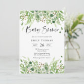 Greenery Baby shower Invitation Kaart (Staand voorkant)