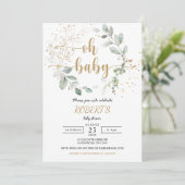 Greenery baby shower Invitation Kaart (Staand voorkant)