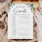 Greenery Baby shower spel – Word scramble Kaart