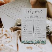 Greenery Baby shower spel – Word scramble Kaart