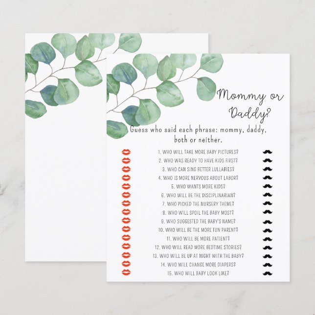 Greenery - baby shower voor mama of papa (Voorkant / Achterkant)