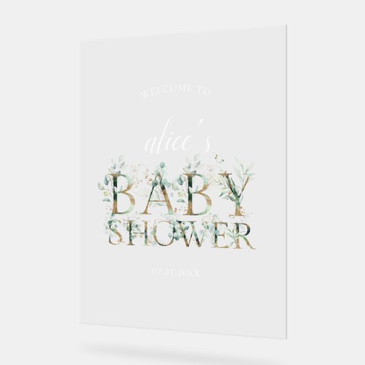 Greenery Baby shower Welkom Acryl Bord (Hoek)