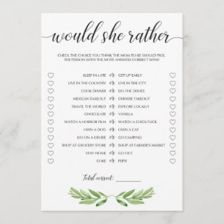 Greenery Baby shower zou ze liever Kaarten spelen