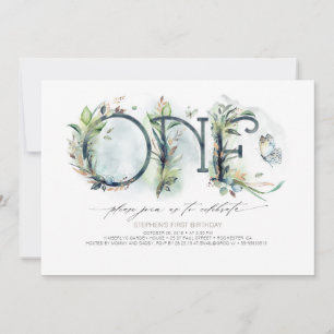 Greenery Baby's 1e verjaardag Uitnodiging - Neutra