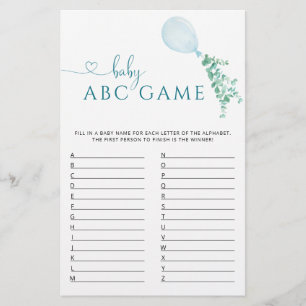 Greenery Balloon Baby shower Game ABC