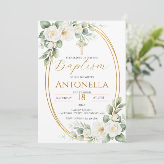 Greenery Baptism Invitation (Debout devant)