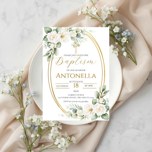 Greenery Baptism Invitation