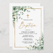 Greenery Baptism Invitation Kaart (Voorkant / Achterkant)