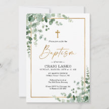 Greenery Baptism Invitation