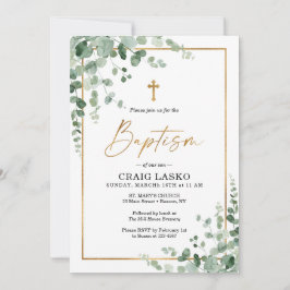 Greenery Baptism Invitation Kaart