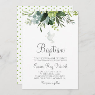 Greenery Baptism Invitation Kaart