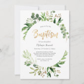 Greenery Baptism Invitation Kaart (Voorkant)