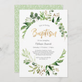 Greenery Baptism Invitation Kaart (Voorkant / Achterkant)