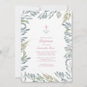 Greenery Baptism Invite, meisje Kaart (Voorkant)