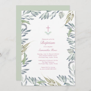 Greenery Baptism Invite, meisje Kaart