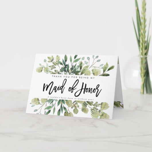 Greenery bedankt dat je mijn Maid of Honor-kaart b Kaart (Voorkant)