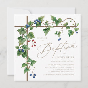 Greenery Bedekte Kruis Gouden Script Doop Kaart