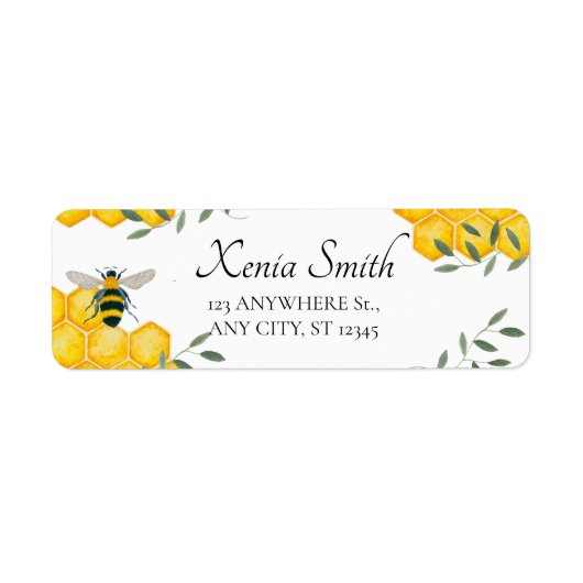 Greenery Bee Simple Aesthetic Honeycomb Return Etiket (Voorkant)