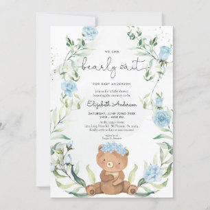 Greenery Beer Blue Floral Boy Baby shower Kaart