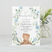 Greenery Beer Blue Flowers Boy Baby shower Kaart (Staand voorkant)