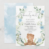 Greenery Beer Blue Flowers Boy Baby shower Kaart (Voorkant / Achterkant)