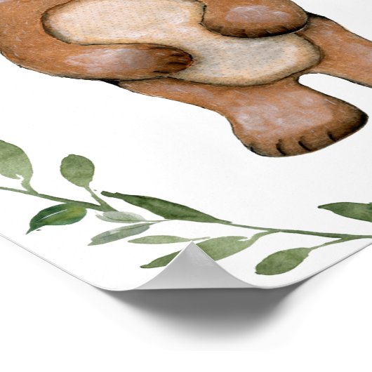 Greenery Beer Woodland Animals Nursery Wall Art Poster (Hoek)