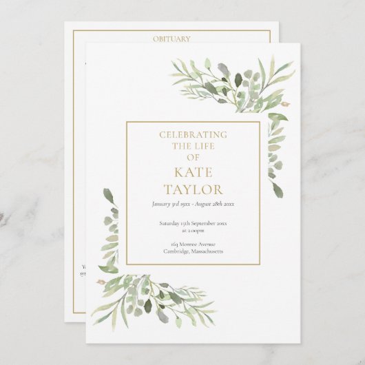 Greenery Begrafenis Orde van de Dienst Programma K (Voorkant / Achterkant)