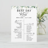 Greenery Best Day Ever Programma Uitnodiging (Staand voorkant)