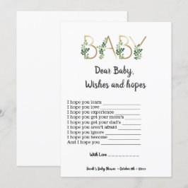 Greenery Beste Baby Hope wil Baby shower Game Kaart