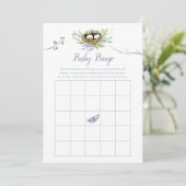 Greenery Birds Nest Twins Baby shower Bingo Kaart (Staand voorkant)