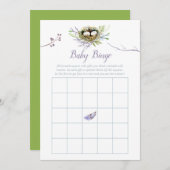 Greenery Birds Nest Twins Baby shower Bingo Kaart (Voorkant / Achterkant)