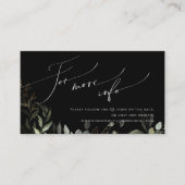 Greenery Black and Gold QR Code Wedding Website Informatiekaartje (Voorkant)