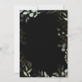 Greenery Black en Gold Wreated Casual Wedding Kaart (Achterkant)