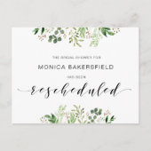 Greenery, Black font, Vrijgezellenfeest Reschedule Briefkaart (Voorkant)