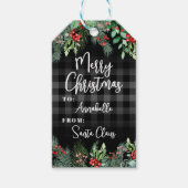 Greenery Black Merry Christmas Cadeaulabel (Voorkant)