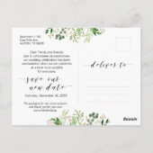 Greenery Black Modern Wedding party hercheduled Briefkaart (Achterkant)