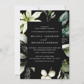 Greenery Black | Waterverf Botanische bruiloft  Kaart (Voorkant)