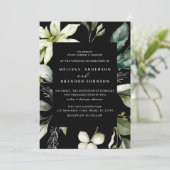 Greenery Black | Waterverf Botanische bruiloft  Kaart (Staand voorkant)