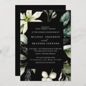 Greenery Black | Waterverf Botanische bruiloft  Kaart (Voorkant / Achterkant)