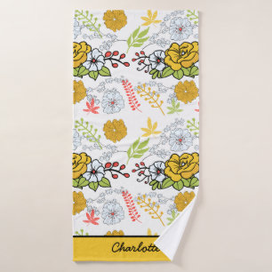 Greenery blossom florale patroon gepersonaliseerde badhanddoek